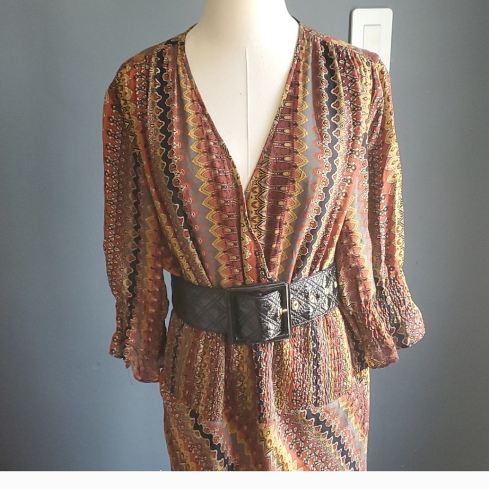 Du Per Due vintage brown maxi  Silk dress size 16 - Picture 4 of 10